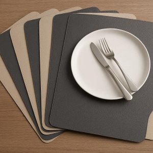 13 Modern Faux Leather Placemats Set of Six Double Sided Waterproof Heat Resistant Table Mats for Formal Office Dining Decor