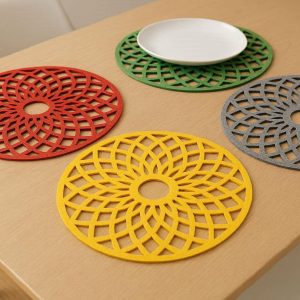 15 Multi Color Felt Placemats for Modern Dining Table Heat Resistant Decorative Table Mats with Laser Cut Design for Home Office