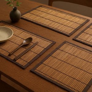 16 Heavy Duty Bamboo Slat Placemats for Zen Style Dining Natural Heat Resistant Table Mats for Asian Inspired Kitchen Decoration
