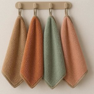 20 Soft Coral Fleece Kitchen Towels for Hand Drying and Cleaning Thick Absorbent Dish Rags with Hanging Loop for Organization