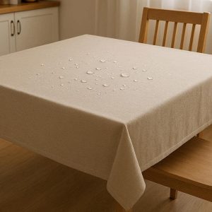 25 Waterproof Rectangle Cotton Linen Tablecloth Wrinkle Free Heavy Weight Table Cover for Kitchen Dining Room and Party Decor