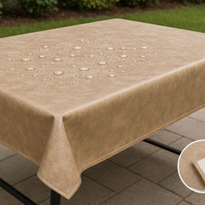 26 Heavy Duty PVC Vinyl Tablecloth Waterproof Oil Proof Plastic Table Cover with Flannel Backing for Outdoor and Indoor Use