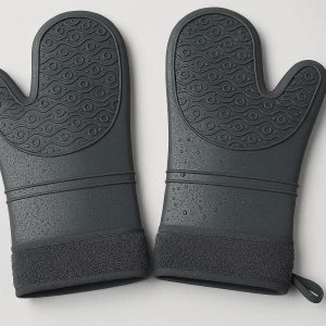 4 Non Slip Silicone Oven Mitts with Soft Terry Cloth Lining Waterproof Heat Resistant Kitchen Gloves for Handling Hot Pans